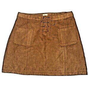 NWT Hollister Brown Suede Lace-Up Mini Skirt – Size 7 – New with Tags Y2K 90s